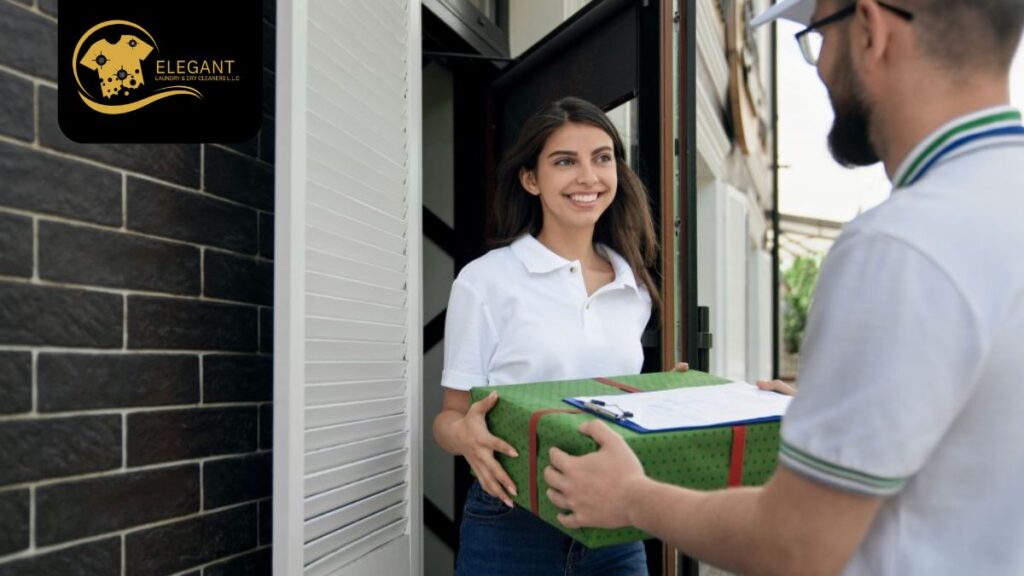 Our team member pick-up laundry from a busy professionals house